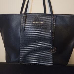 Michael Kors Black Leather Tote Bag